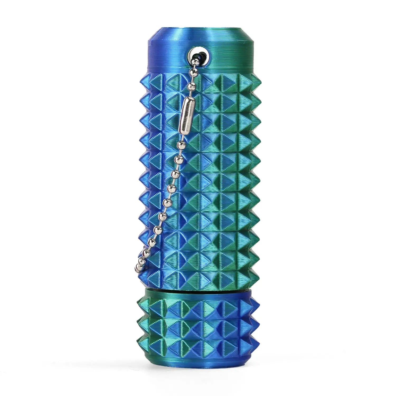2RD GEN Stress Relief Fidget Keychain 28g --Thick Spike Blue-Green Grip, Rotatable Bearing For Focus & Palm Massage,